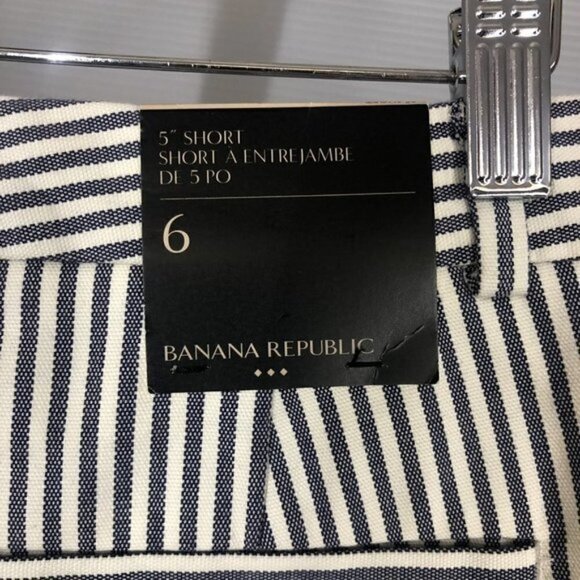 BANANA REPUBLIC FACTORY NWT Blue White Stripe 5" Shorts Sz 6 - Picture 6 of 7